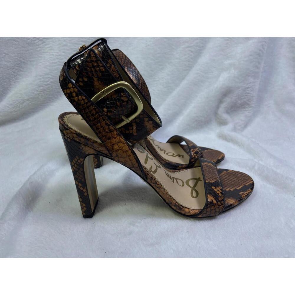 Sam Edelman Yaro Dusty Orange Snake Print Heels Sz. 7 M US 37 EU Western Cowgirl - Picture 2 of 8